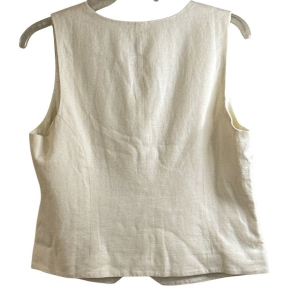 J. Crew Women's Button Front Linen Vest Natural Size 8 NWT - Picture 4 of 7